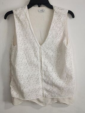 Vince Top Size Medium Silk With Cotton Overlay V Neck